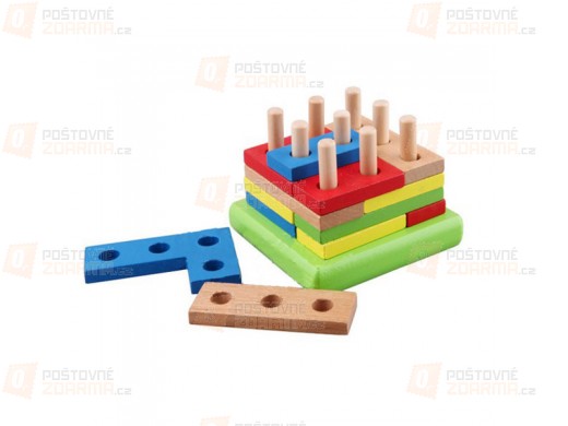 Dětská dřevěná hračka - geometrické bloky