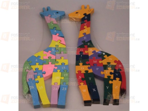 Dětské dřevěné puzzle ve tvaru žirafy