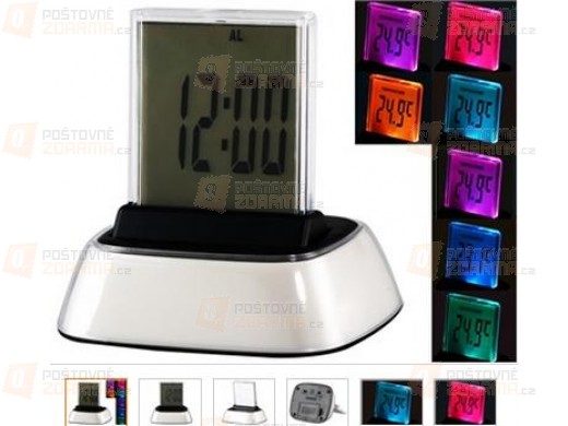 LED budík s dotykovým LCD displejem a 7 druhy barevného podsvícení