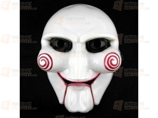 Karnevalová maska inspirovaná hororovým filmem Saw