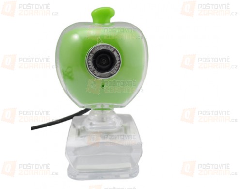 Webkamera ve tvaru jablka s klipem pro připevnění na monitor - zelená