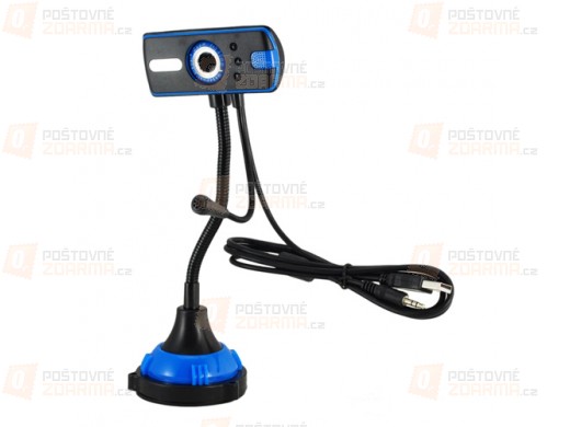  Webkamera s nočním viděním a mikrofonem na flexi stojánku - modrá 