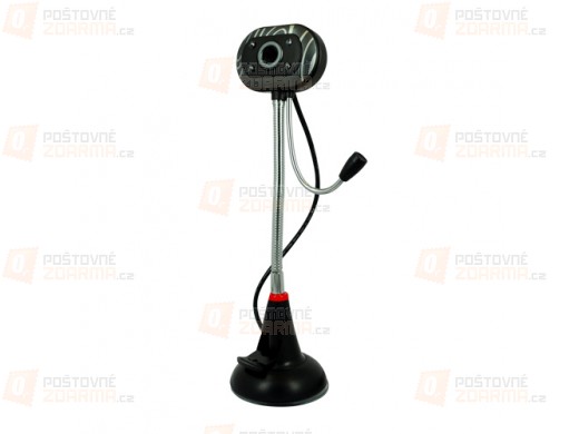 Webkamera s mikrofonem na flexi stojánku s přísavkou - černá