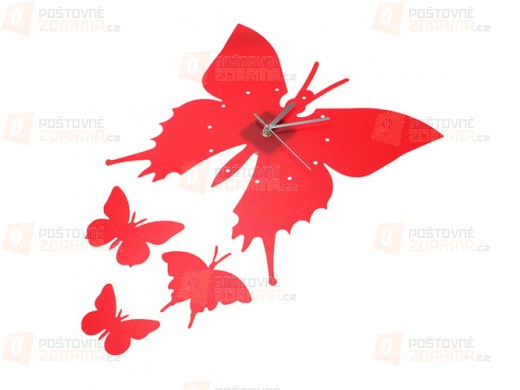 Hodiny v designu motýla - černá a červená barva