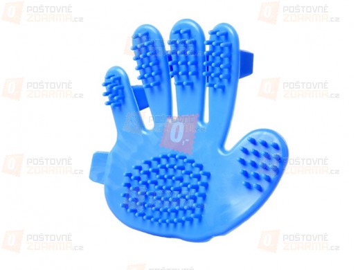Vyčesávací a masážní hřeben ve tvaru ruky - modrý