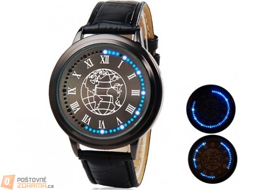 Pánské LED hodinky s koženým páskem