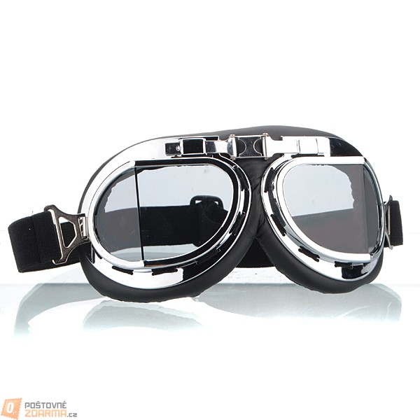 Motorkářské brýle stříbrné - čirá skla