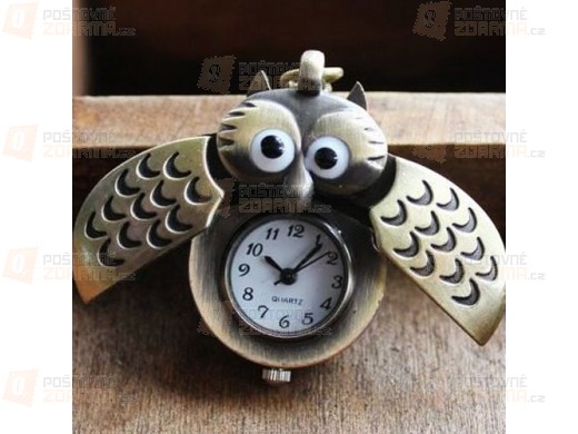 Originální hodinky na řetízku - sova s překvapením