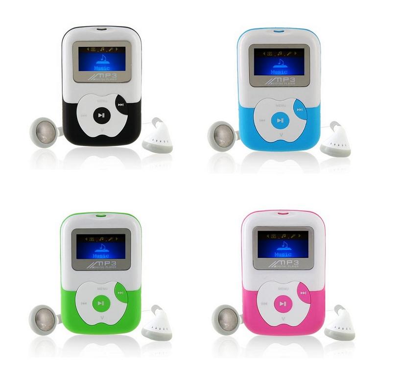 MP3 přehrávač s displejem na SD kartu se sluchátky a USB kabelem