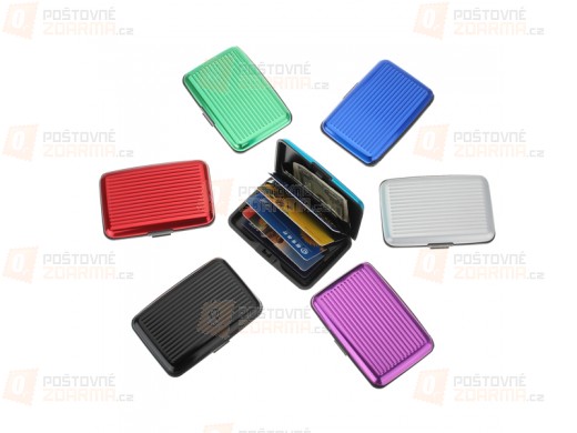 Vodotěsné hliníkové pouzdro na platební karty a vizitky v 7 barvách