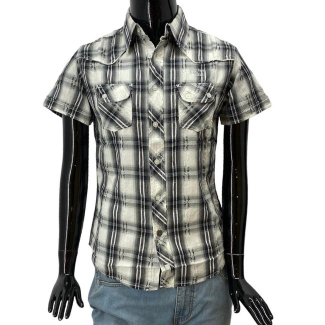 Мъжка риза с къс ръкав, черно-бяла, размери XS - XXL: ZO_0b7e486a-51ff-11ee-abd2-9e5903748bbe 1