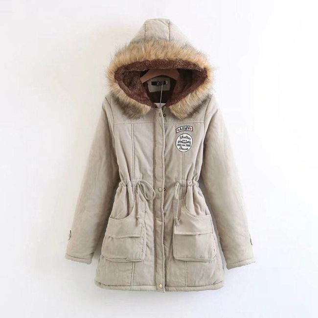 Női téli kabát bundával Bézs - 3-as méret, XS - XXL méretek: ZO_235314-M 1