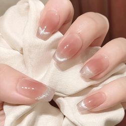 24 kom/kutija Long Coffin False Nails Art Rose sa lepkom Nosivi Nude Pink Bela Color Jelli Nails Tips Full Cover Press On Nails SS_1005005368194737-1086