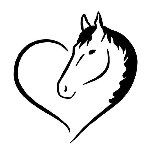 Samolepka na auto - srdce s koněm 1