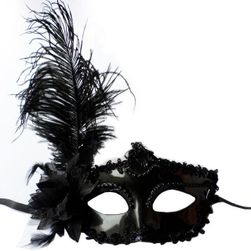Maska na halloween s peřím - 2 barvy