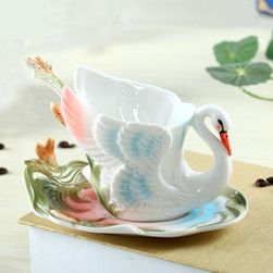 Керамична чаша с чинийка - Swan