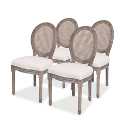 Krzesła do jadalni 4 szt. kremowe tekstylne ZO_244090-A