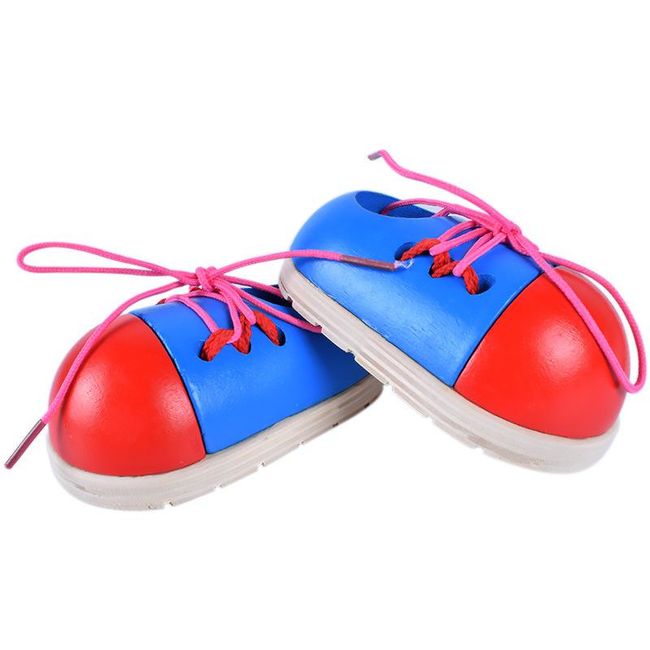 1Pcs Kids Montessori Educational Toys Children Wooden Toys Toddler Lacing Shoes Early Education Montessori Teaching Aids SS_33018949369 1