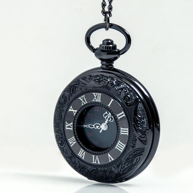Kapesní hodinky ve stylu steampunk v černé barvě 1
