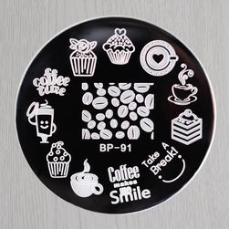 Șablon pentru decorat unghii - cafea și prăjituri