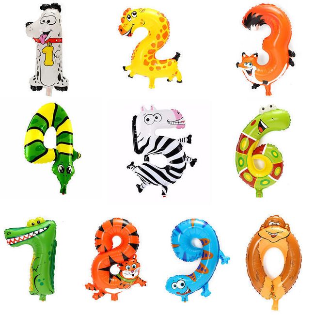 Baloane cu motive animale şi cifre - 1 bucată 1