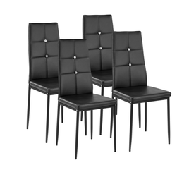 4 Krzesła do jadalni, ozdobne cyrkonie czarne ZO_402545