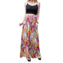 Pohodlná sukně s vysokým pasem - mix barev