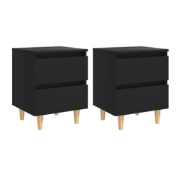 Nočné stolíky s borovicovými nohami 2 ks čierne 40 x 35 x 50 cm ZO_805854-A