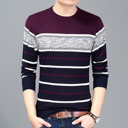 Мъжки раиран пуловер - 3 цвята