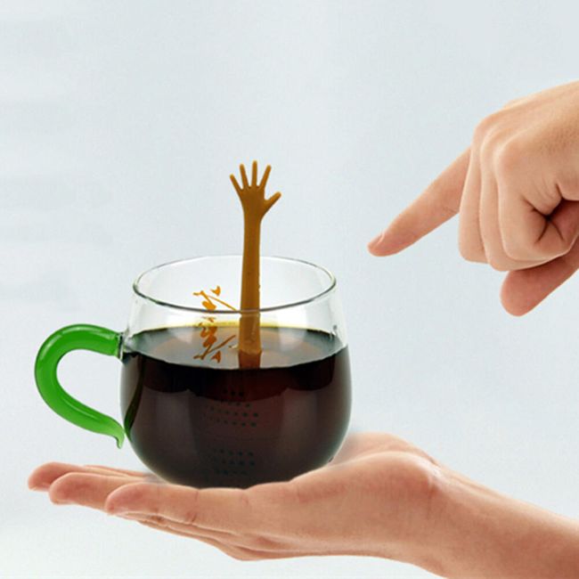 Śmieszne silikonowe sitko do herbaty z ręką - 5 wariantów 1