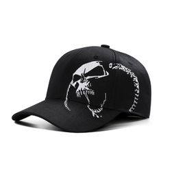 Унисекс бейзболна шапка с череп - черно