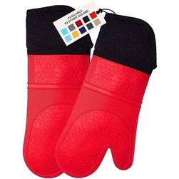 Silikonowe rękawice kuchenne z pikowaną bawełnianą podszewką, czerwone - 1 para ZO_243031