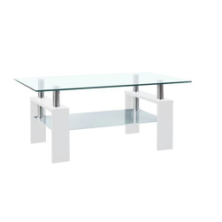 Konferenční stolek bílý a průhledný 95x55x40 cm tvrzené sklo ZO_353327-A