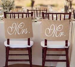 Svatební dekorace na židle - Mr. & Mrs.
