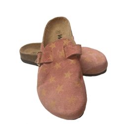 Papuci de damă cu saboți - roz cu steluțe, Măsurători de încălțăminte: ZO_90948adc-821a-11ee-bae8-8e8950a68e28