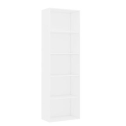 Knjižnica 5 polic bela 60 x 30 x 189 cm iverna plošča ZO_805651-A