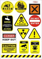 Zestaw naklejek ostrzegawczych - wiele motywów