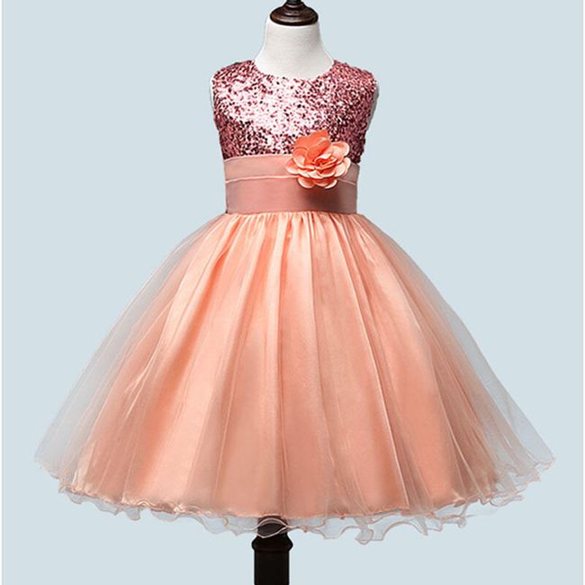 Haljina za devojčice sa cvetom i bogatom suknjom - 10 boja 1