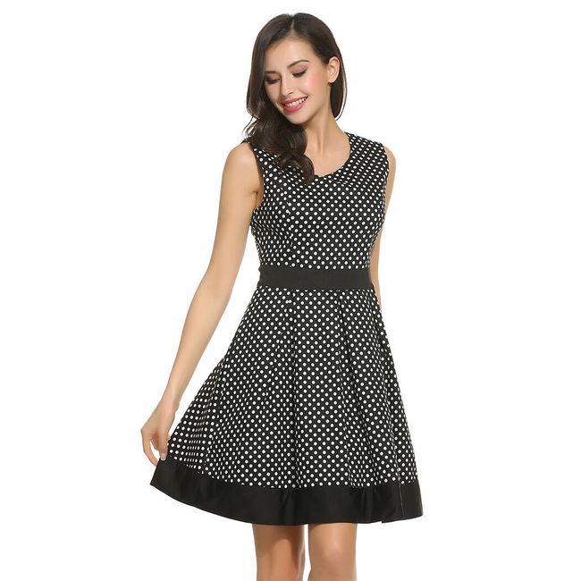 Rochie retro cu buline - 2 culori  1