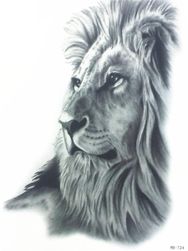 Tymczasowy tatuaż - czarno-biały lew