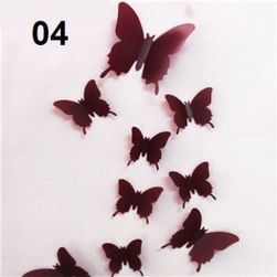 12 самозалепващи се 3D пеперуди на стената - различни цветове 04 ZO_ST03217