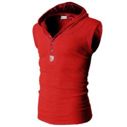 Muška majica s kapuljačom bez rukava - 8 boja crvena - veličina br. 3, veličine XS - XXL: ZO_223701-M