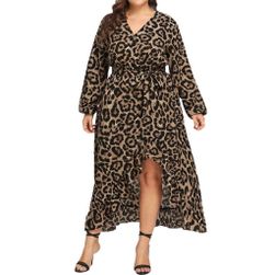 Damska plus size sukienka Leopa