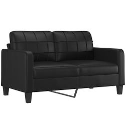 Canapea cu 2 locuri negru 140 cm din piele artificială ZO_359117-A
