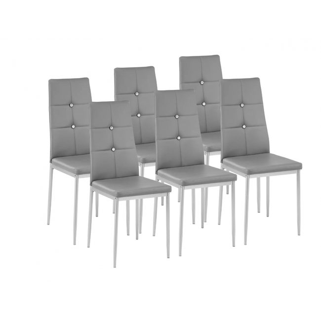 6 Jídelních židlí, ozdobné kamínky šedá ZO_402542 1