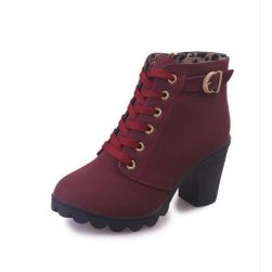 Šnurovacie topánky na podpätku - rôzne farby Červená - 41, Veľkosti topánok: ZO_228150-41