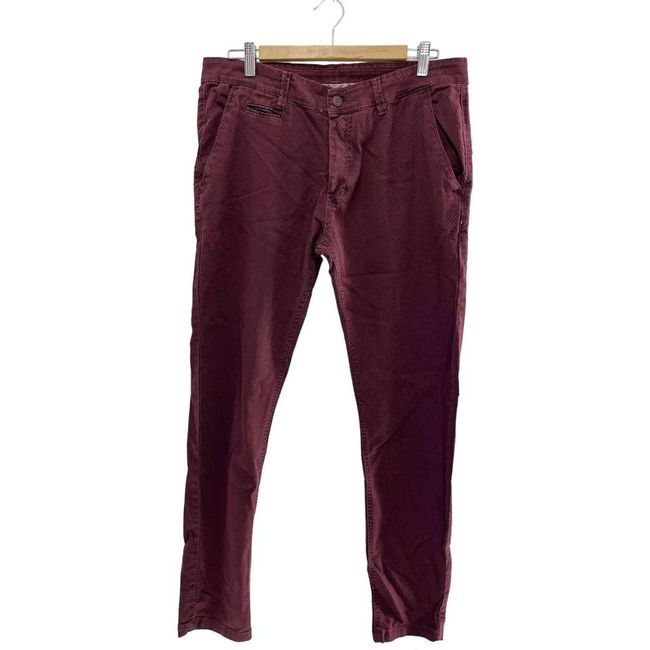 Мъжки панталони с фин десен, BAKERS, бордо, Размери Панталони: ZO_527afc74-b1da-11ed-801b-9e5903748bbe 1