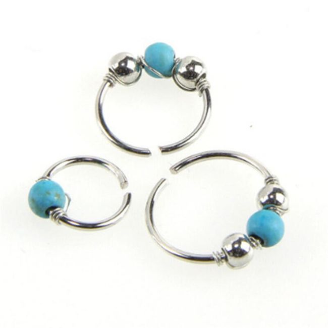 Piercing nosa s plavim perlom (3 komada) - 3 boje 1