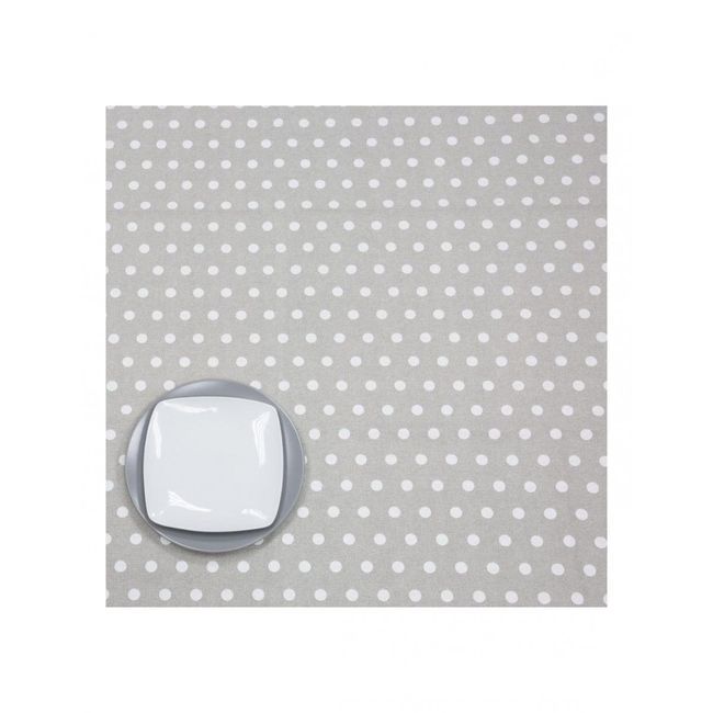 Față de masă textilă, gri deschis, buline albe, rezistentă la pete 1,4 x 25 metri ZO_177870 1