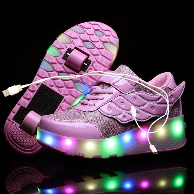 Két kerék világító cipők Led Light Roller Skate cipő gyerekeknek Gyerekek Led cipő Fiúk Lányok cipő világítanak kerekekkel cipővel SS_4001249611472 1